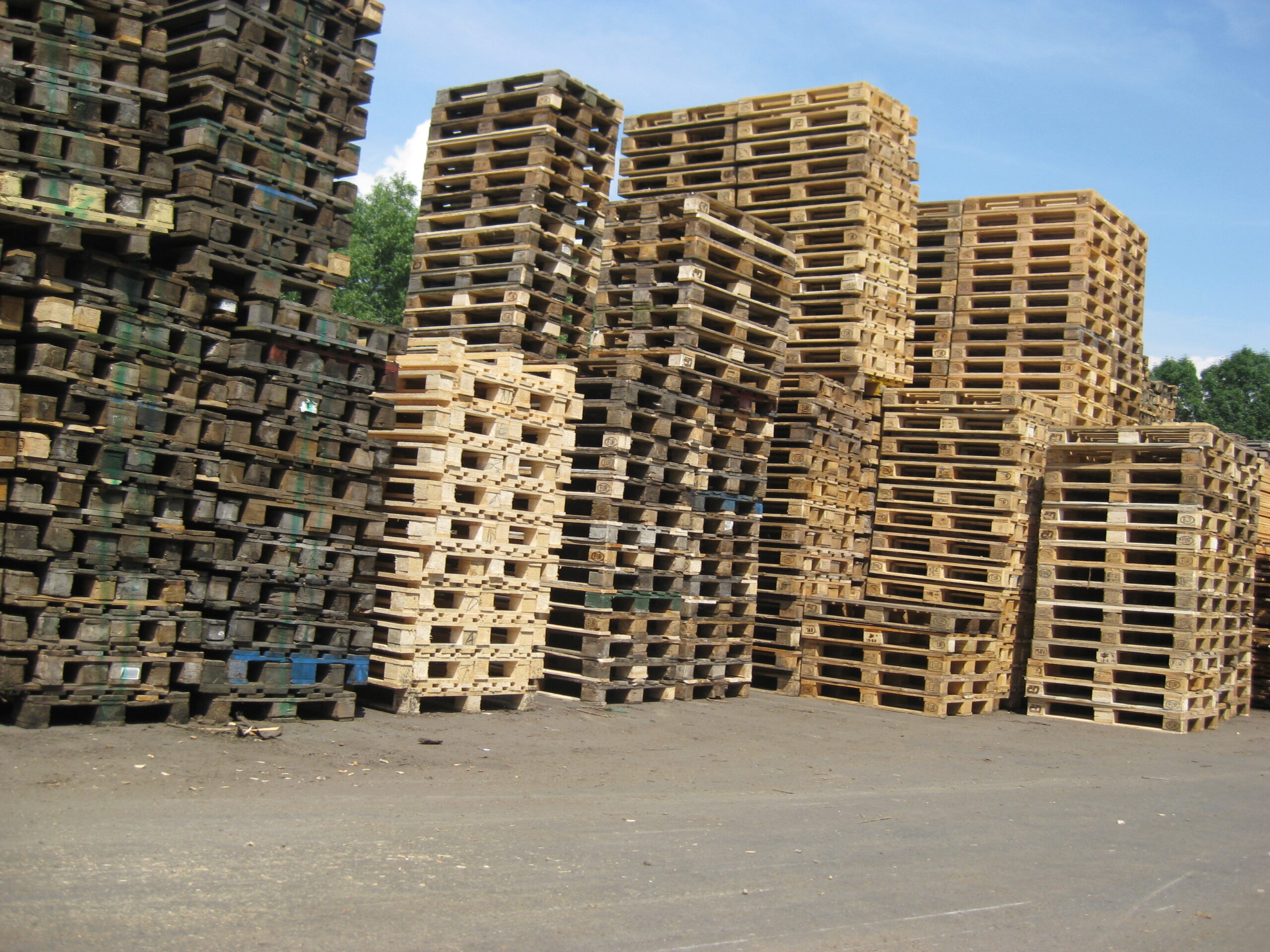 Wooden pallets ready for shredding